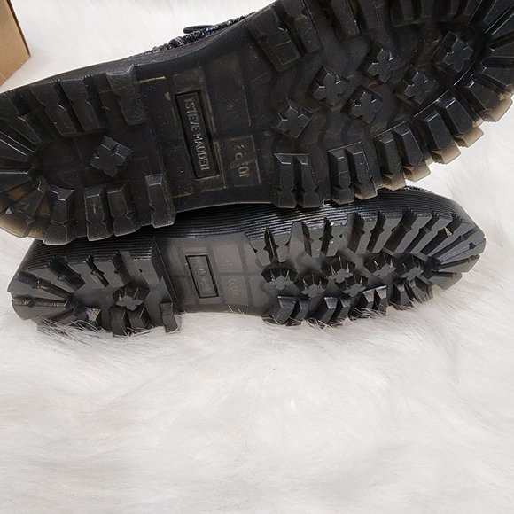 Steve Madden black chunky glitter booties youth size 7 NEW IN BOX - Picture 10 of 12